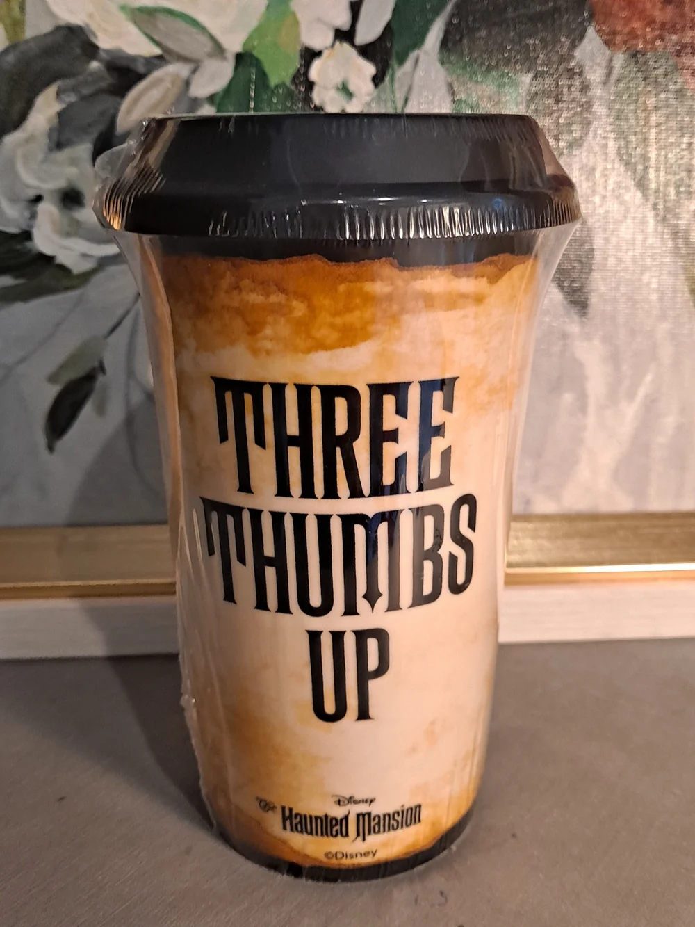Disney Brown Black Haunted Mansion Illustrated Travel Tumbler Three Thumbs Up